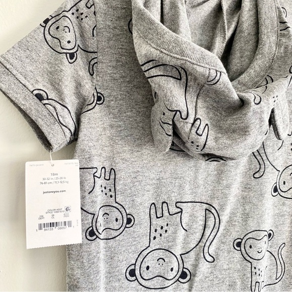 Carter’s Monkey Hooded Romper - Picture 3 of 3